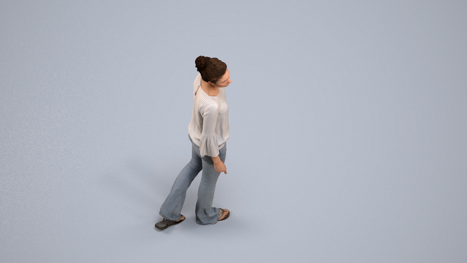 realistic 3D people woman casual walking, render-ready for V-Ray and Corona, FBX OBJ, back view render