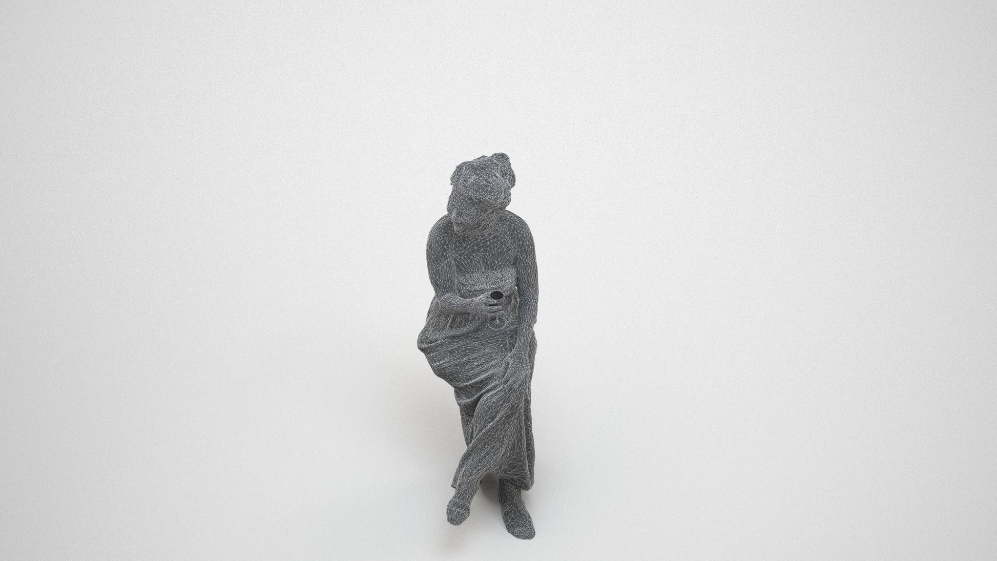 photogrammetry 3D woman casual sitting, realistic human model archviz FBX, wireframe three-quarter view