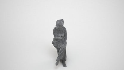 photogrammetry 3D woman casual sitting, realistic human model archviz FBX, wireframe three-quarter view
