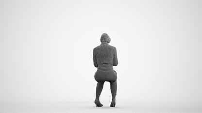 scanned 3D woman formal business, photogrammetry people for Enscape and V-Ray, wireframe front view