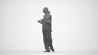 3D people model woman business walking, scanned human for 3ds Max rendering, wireframe back view