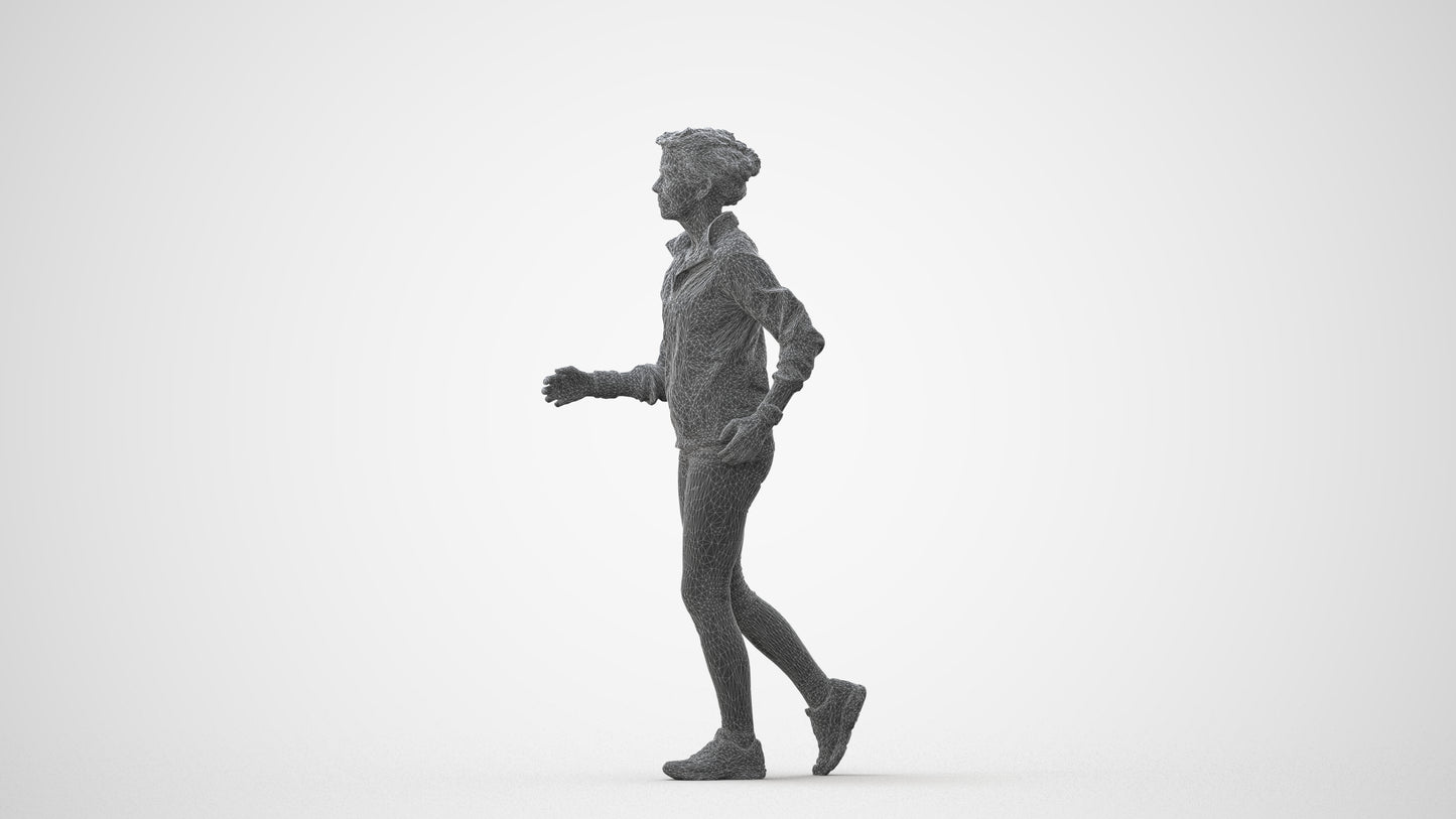 3D human model woman sport, photogrammetry scanned person for archviz, square thumbnail