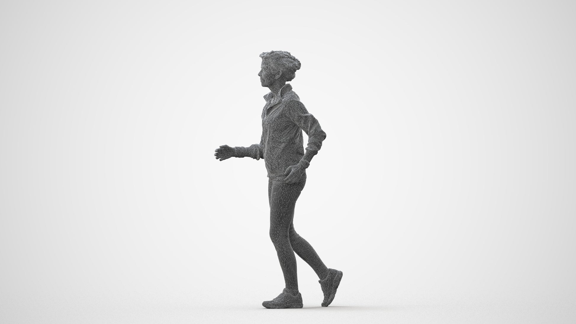 3D human model woman sport, photogrammetry scanned person for archviz, square thumbnail