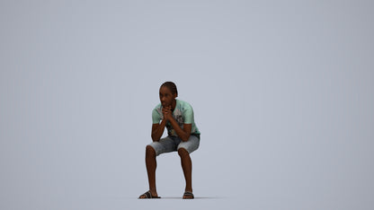 3D human model boy casual kids, photogrammetry scanned person for archviz, top-down view render