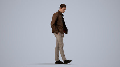3D people model man casual standing, scanned human for 3ds Max rendering, side view render