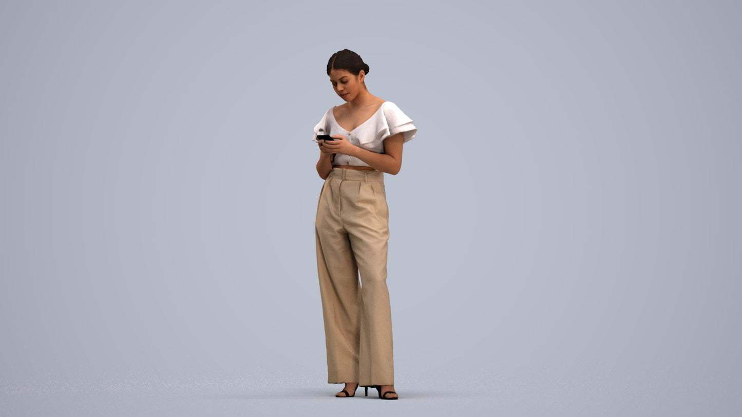 realistic 3D human woman business standing, archviz people FBX OBJ for Blender, standing pose render