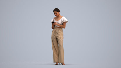 realistic 3D human woman business standing, archviz people FBX OBJ for Blender, standing pose render