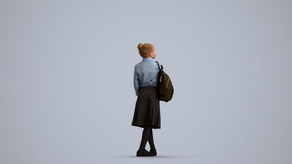 3D people model girl kids, scanned human for 3ds Max rendering, front view render