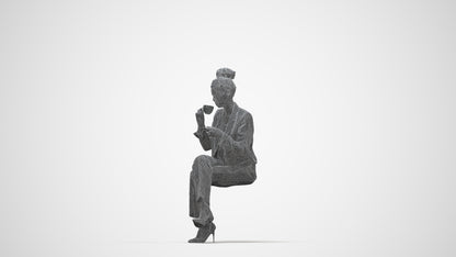 realistic 3D human woman business, archviz people FBX OBJ for Blender, wireframe back view