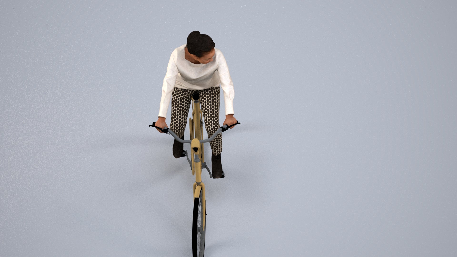 scanned 3D woman casual cycling, photogrammetry people for Enscape and V-Ray, back view render