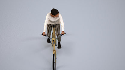 scanned 3D woman casual cycling, photogrammetry people for Enscape and V-Ray, back view render