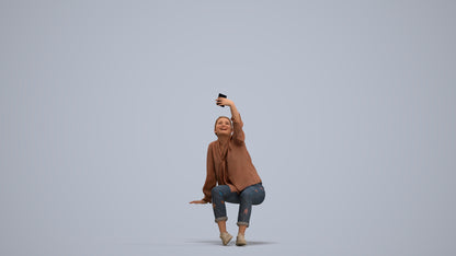3D people model woman casual sitting, scanned human for 3ds Max rendering, standing pose render