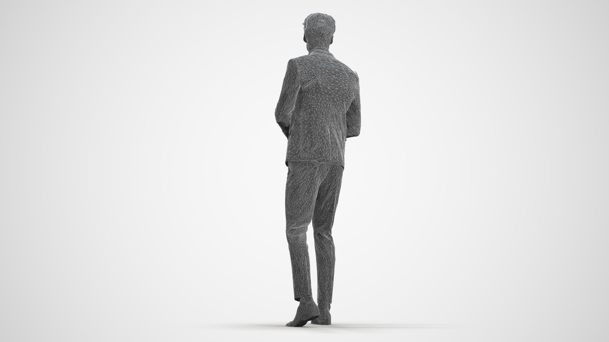 photogrammetry 3D man business, realistic human model archviz FBX, wireframe front view