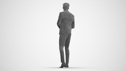 photogrammetry 3D man business, realistic human model archviz FBX, wireframe front view