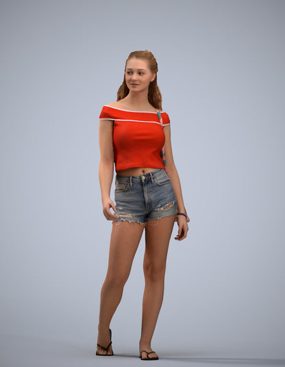 realistic 3D people girl casual walking, render-ready for V-Ray and Corona, FBX OBJ