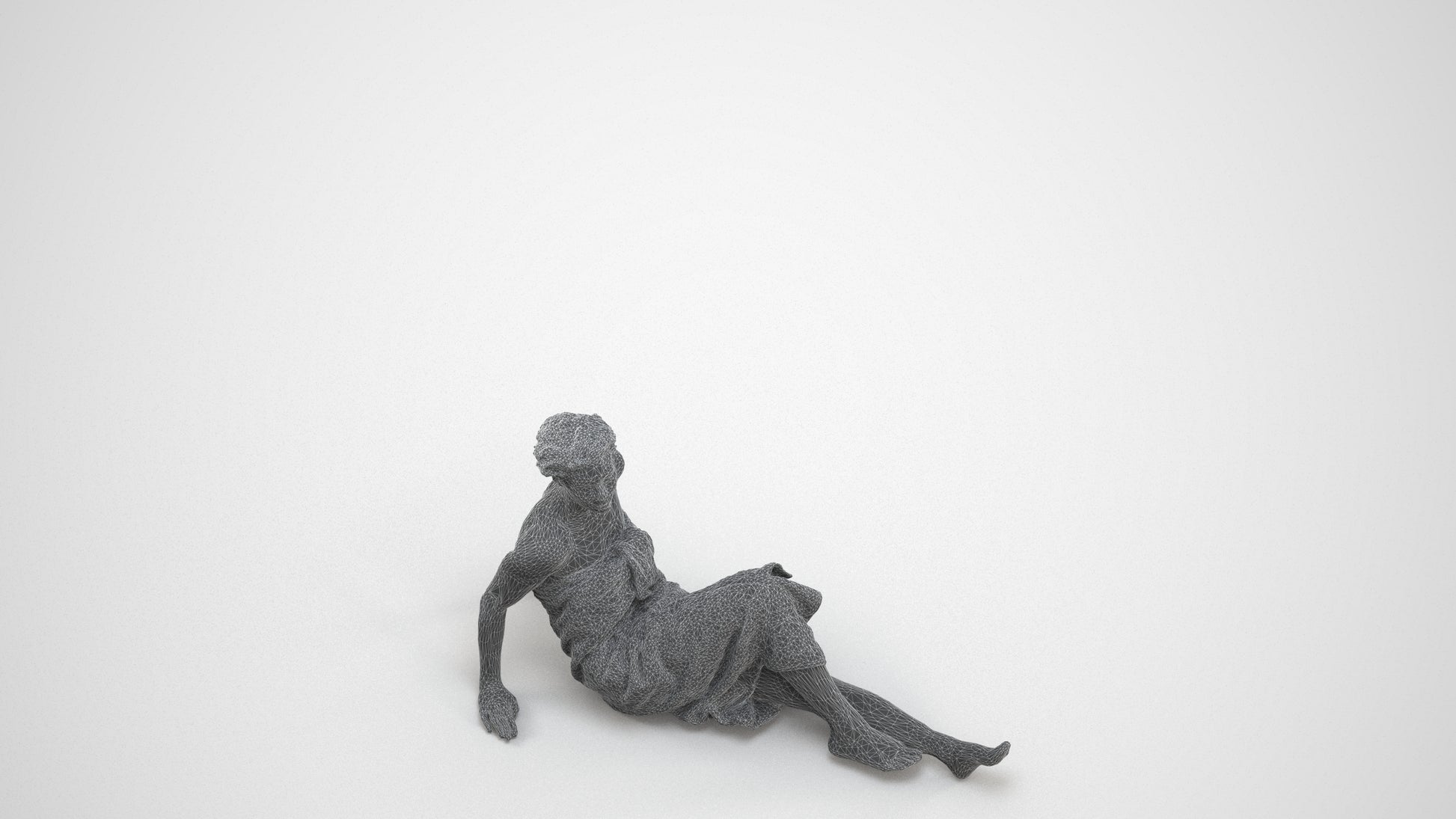 realistic 3D woman bathroom, scanned archviz people for Blender and 3ds Max, wireframe three-quarter view