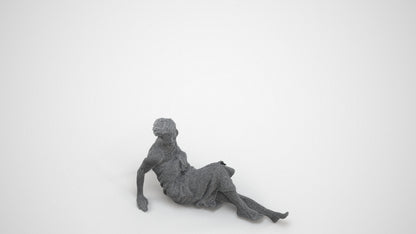 realistic 3D woman bathroom, scanned archviz people for Blender and 3ds Max, wireframe three-quarter view