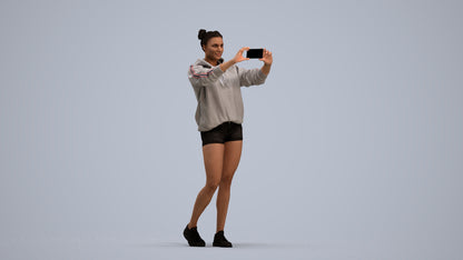 3D people model woman casual standing, scanned human for 3ds Max rendering, standing pose render