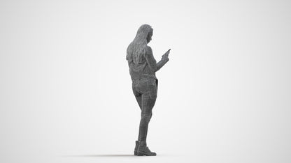 realistic 3D human woman casual shopping, archviz people FBX OBJ for Blender, wireframe side view