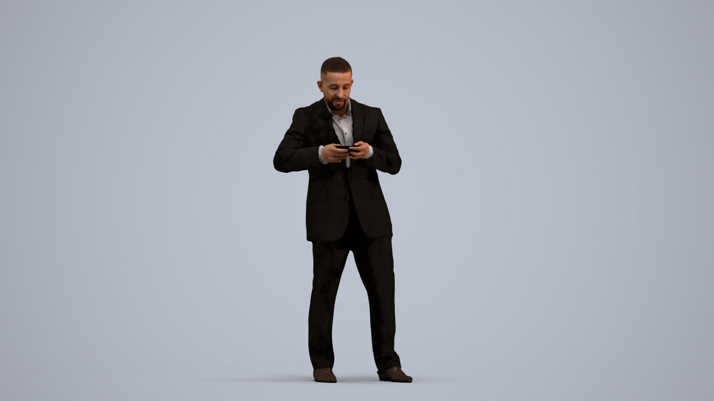 realistic 3D people man business, render-ready for V-Ray and Corona, FBX OBJ, standing pose render