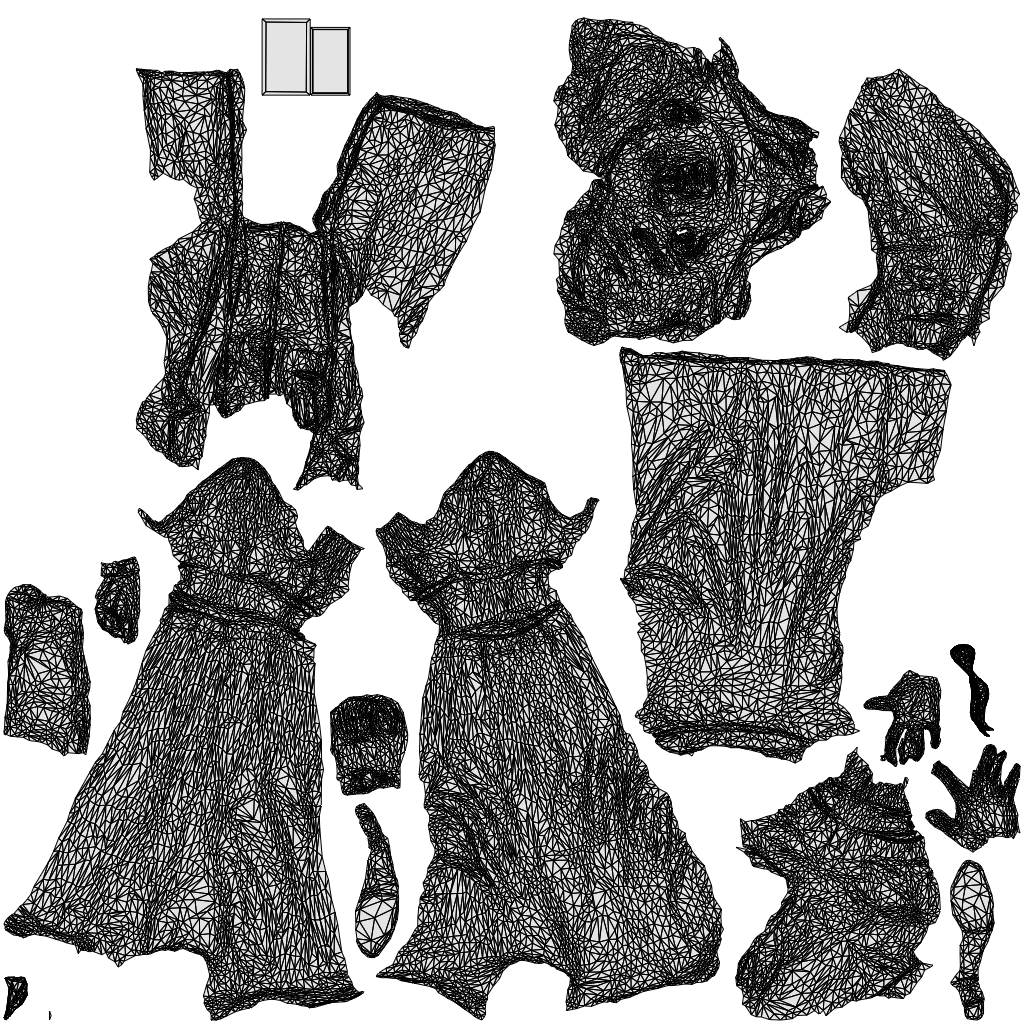 3D human model woman business, photogrammetry scanned person for archviz, wireframe top-down view