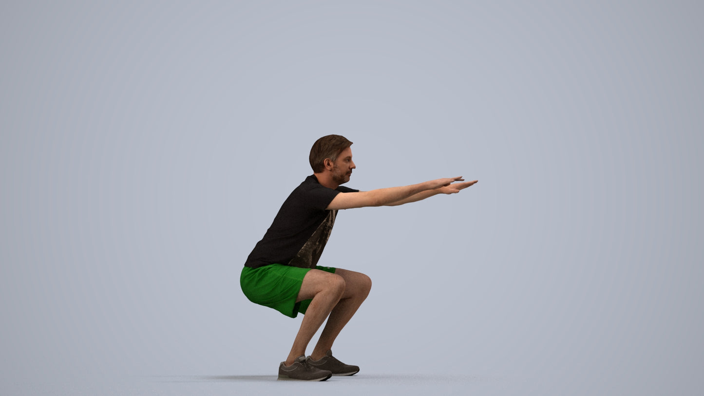 realistic 3D people man sport, render-ready for V-Ray and Corona, FBX OBJ, side view render