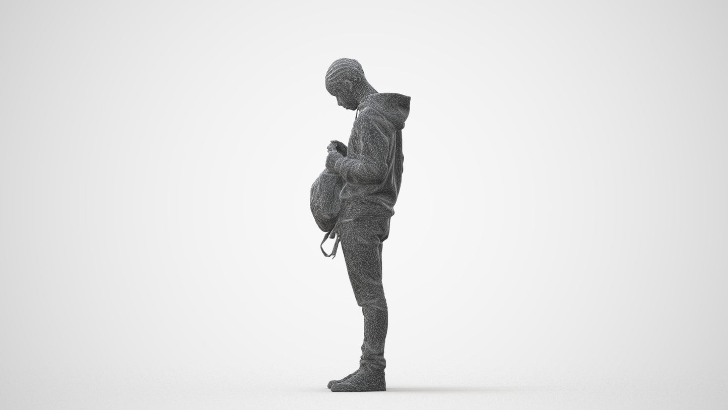 photogrammetry 3D boy casual kids, realistic human model archviz FBX, square thumbnail