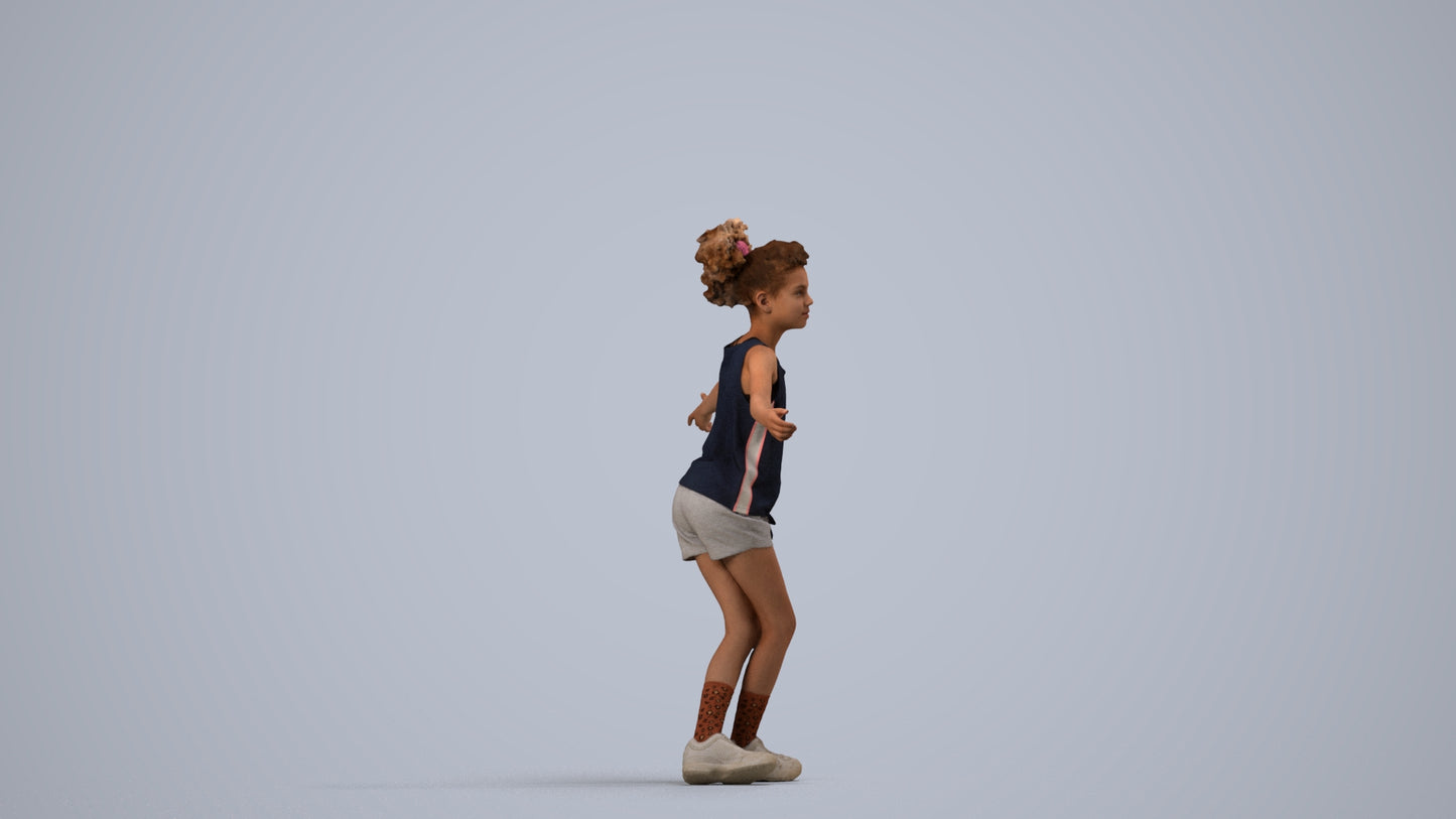 realistic 3D people girl sport kids, render-ready for V-Ray and Corona, FBX OBJ, side view render