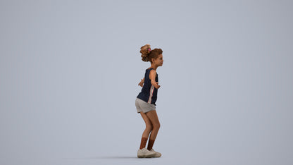 realistic 3D people girl sport kids, render-ready for V-Ray and Corona, FBX OBJ, side view render