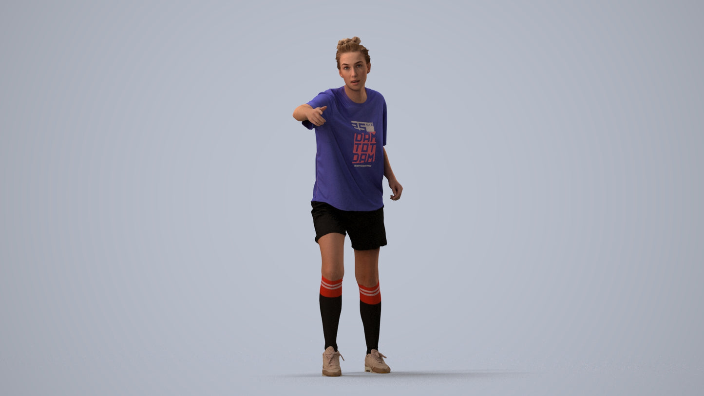 scanned 3D woman sport, photogrammetry people for Enscape and V-Ray, three-quarter view render