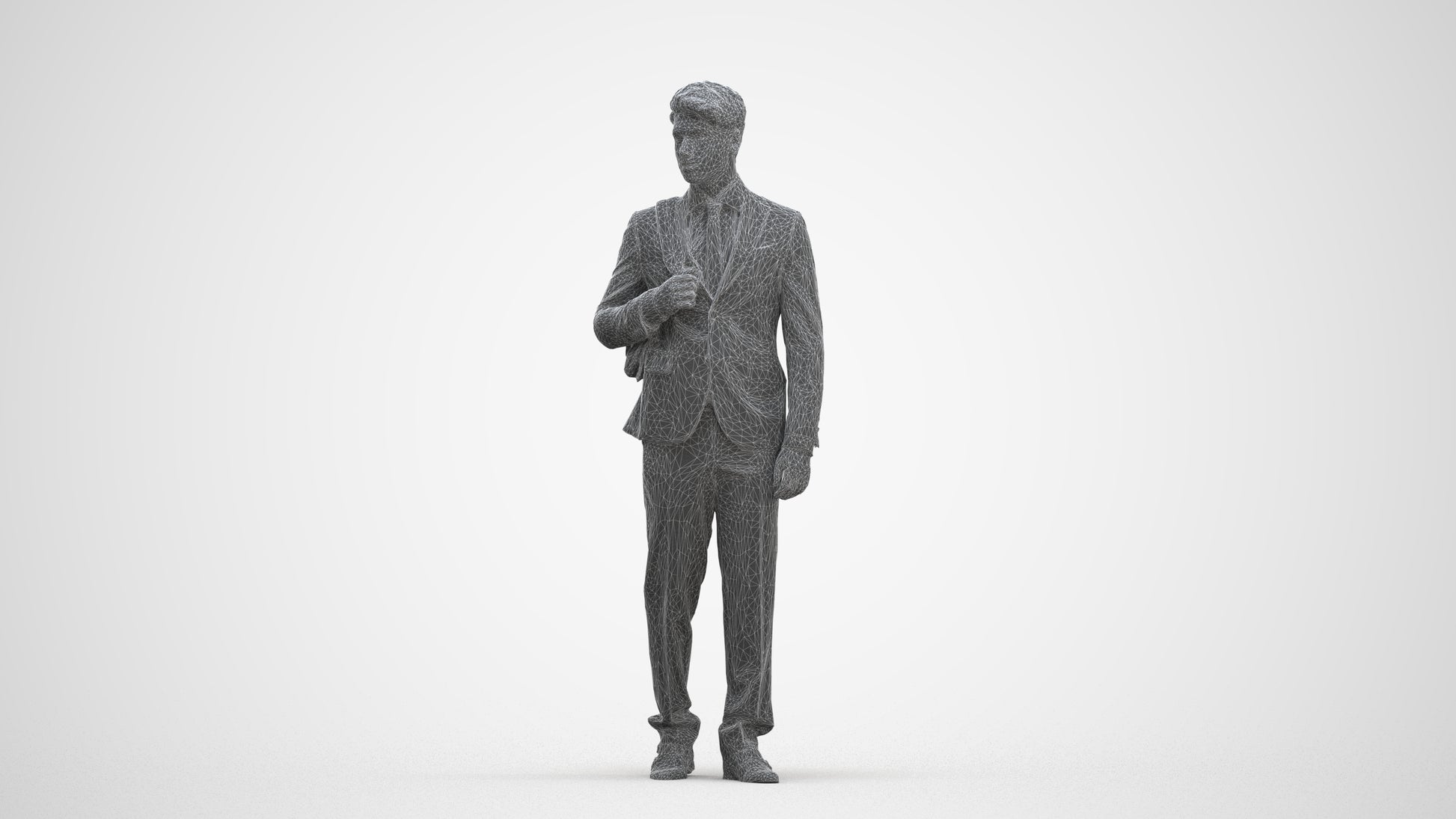 3D scanned man walking business, photorealistic archviz people for Enscape and SketchUp, three-quarter front view render