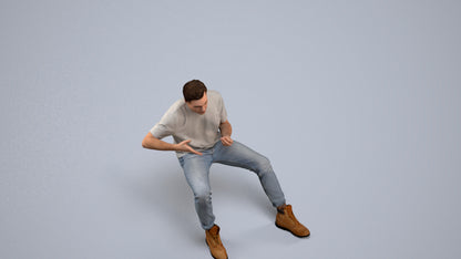 realistic 3D man casual sitting, scanned archviz people for Blender and 3ds Max, back view render