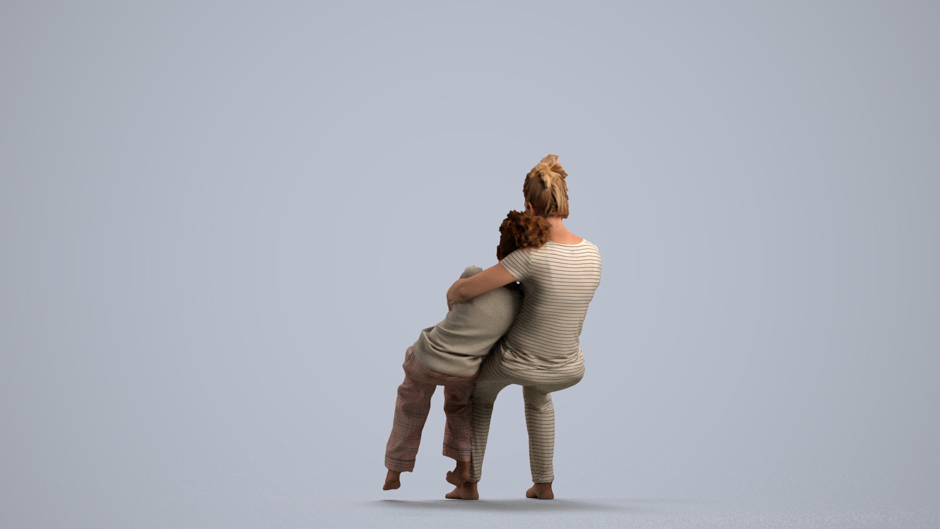 realistic 3D girl kids, scanned archviz people for Blender and 3ds Max, front view render