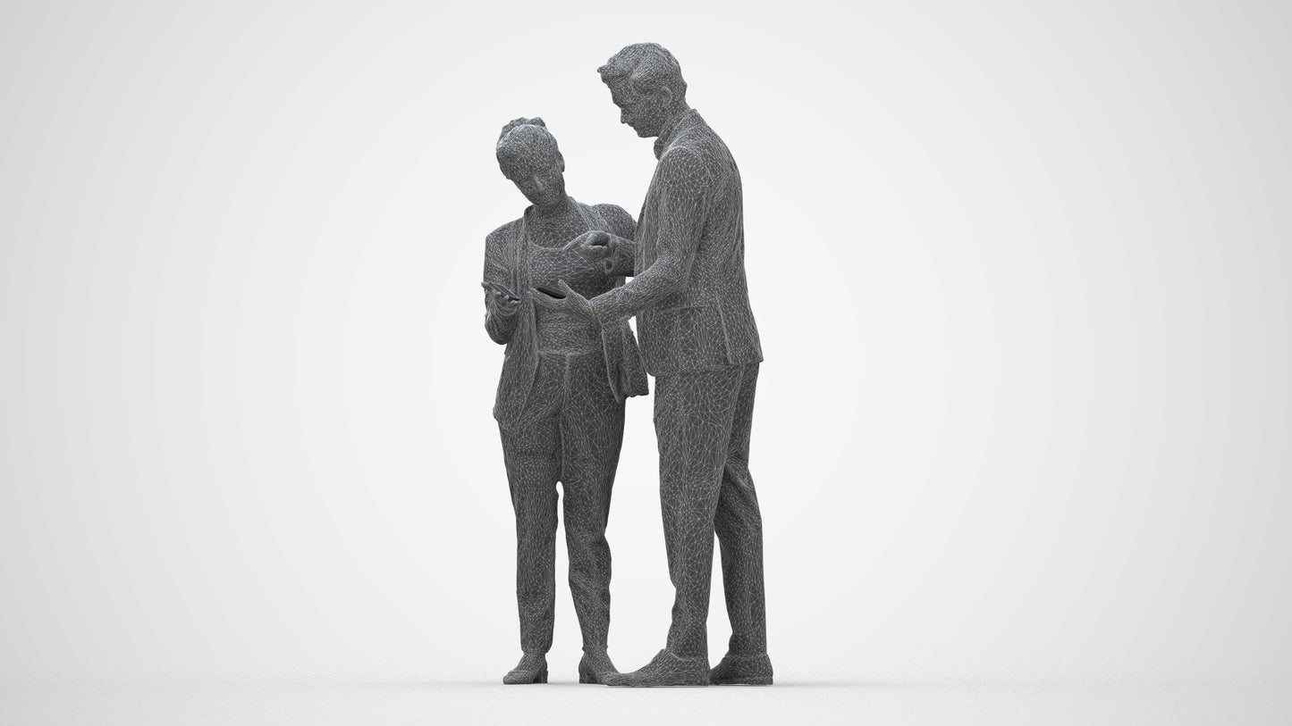 3D human model woman business, photogrammetry scanned person for archviz, wireframe back view