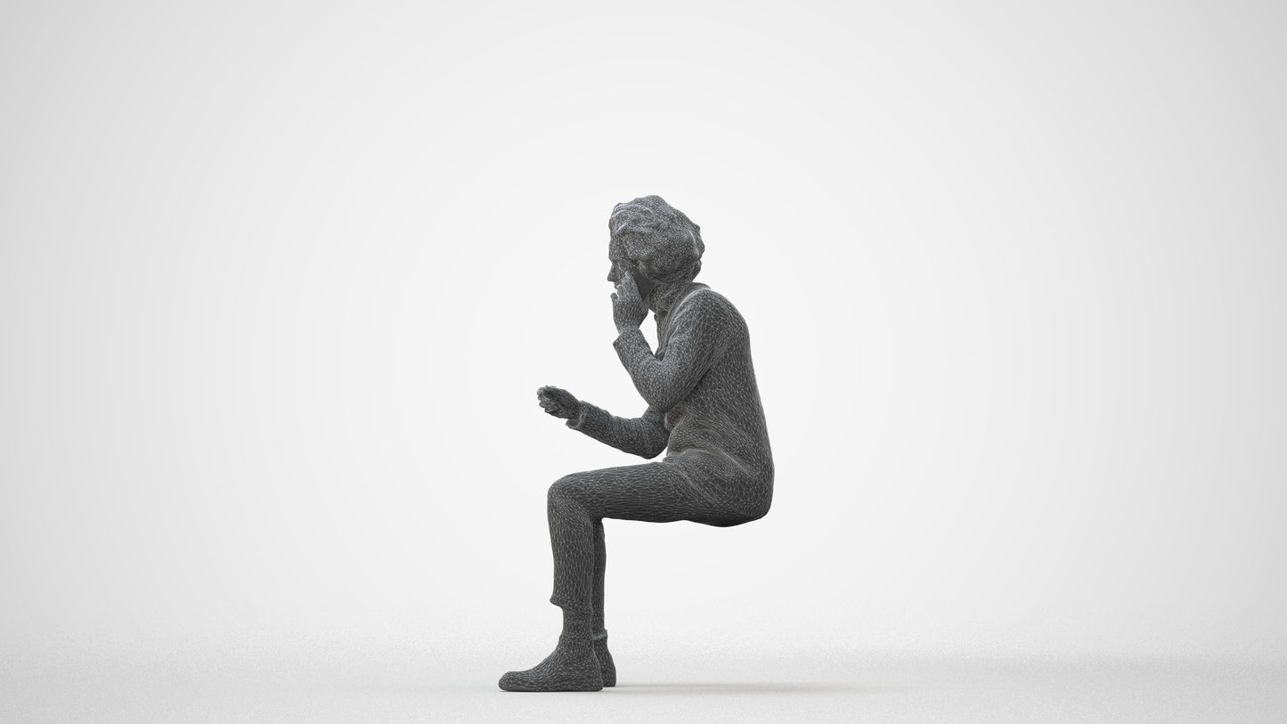 3D scanned man sitting business, photorealistic archviz people for Enscape and SketchUp, square thumbnail
