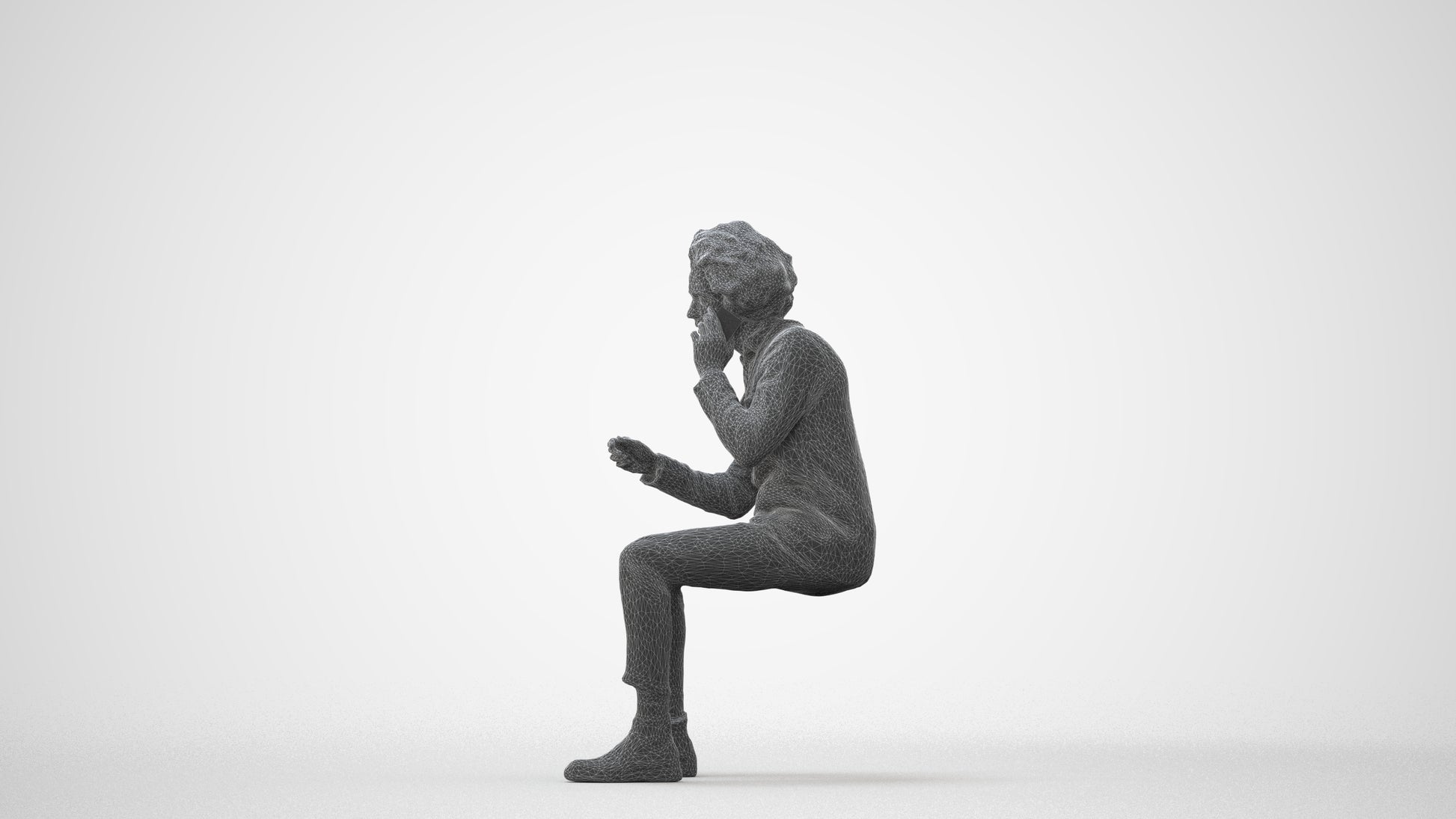 3D scanned man sitting business, photorealistic archviz people for Enscape and SketchUp, square thumbnail