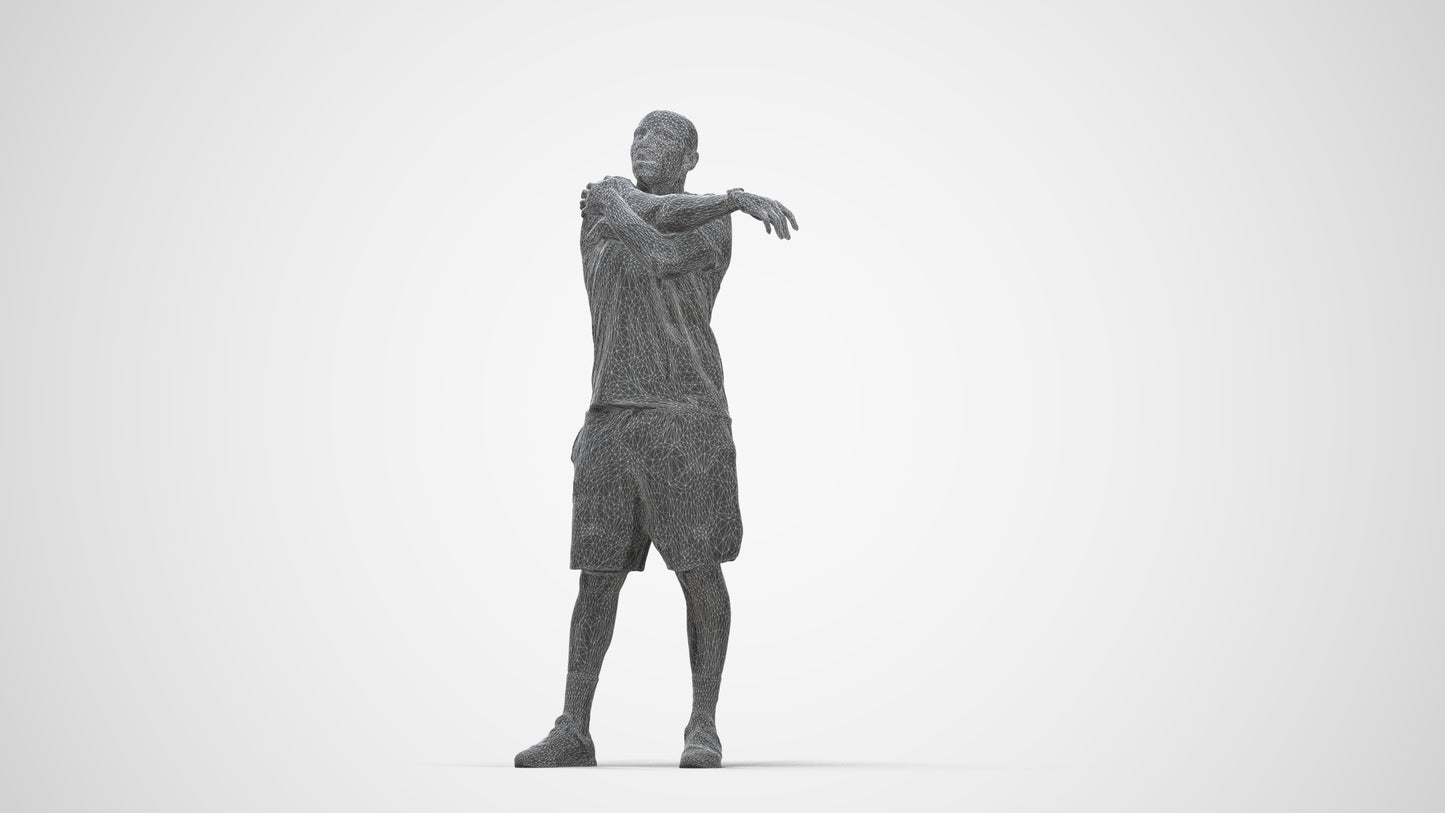 3D scanned man sport, photorealistic archviz people for Enscape and SketchUp, wireframe back view