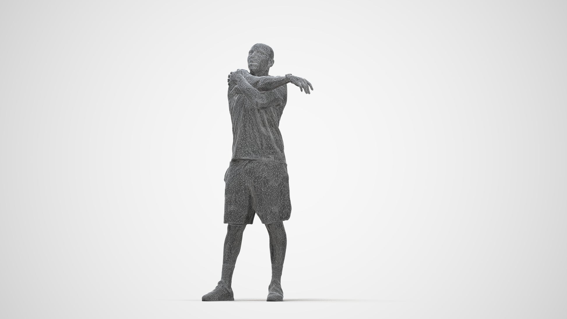 3D scanned man sport, photorealistic archviz people for Enscape and SketchUp, wireframe back view