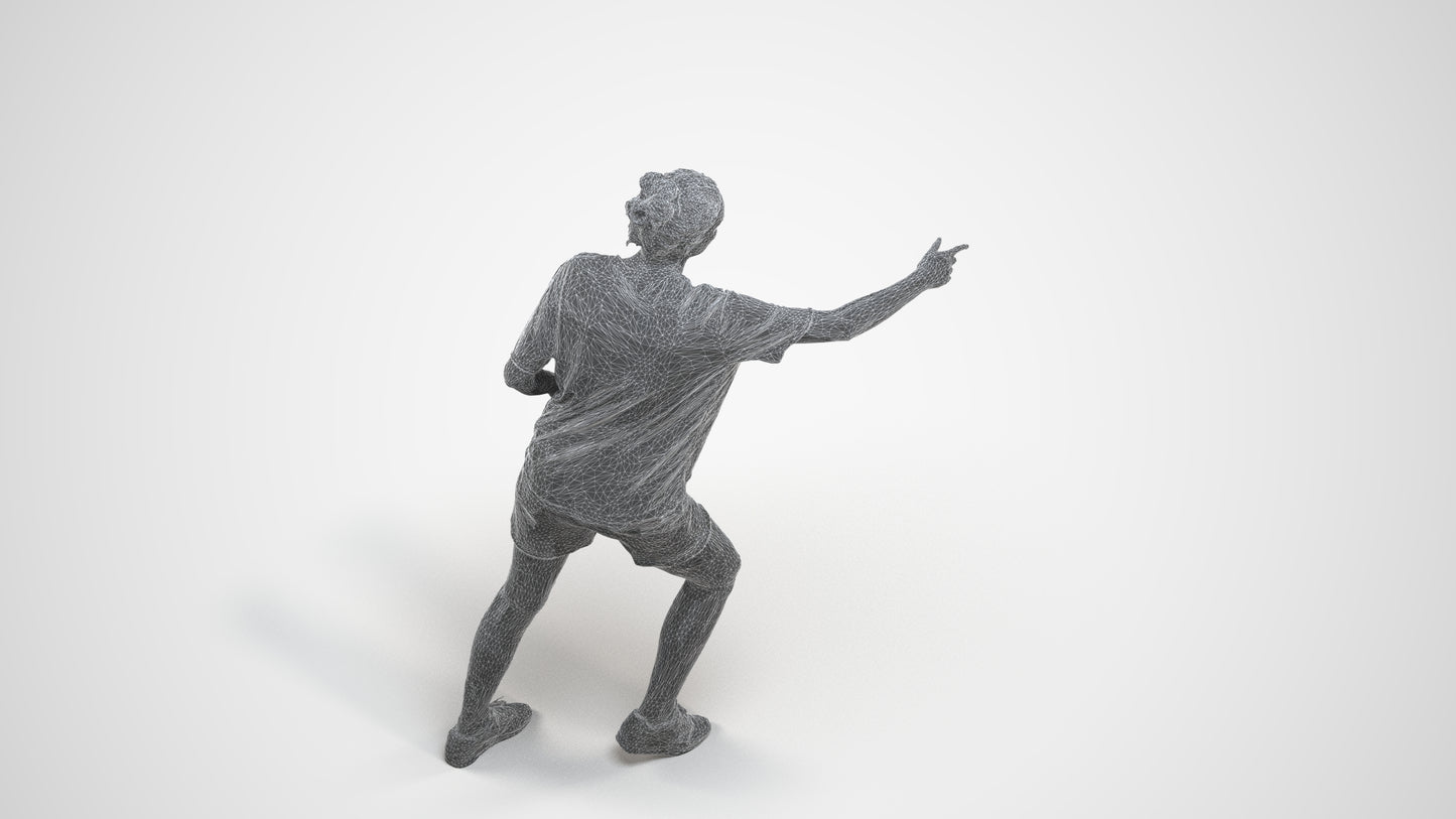scanned 3D woman sport, photogrammetry people for Enscape and V-Ray, wireframe three-quarter view