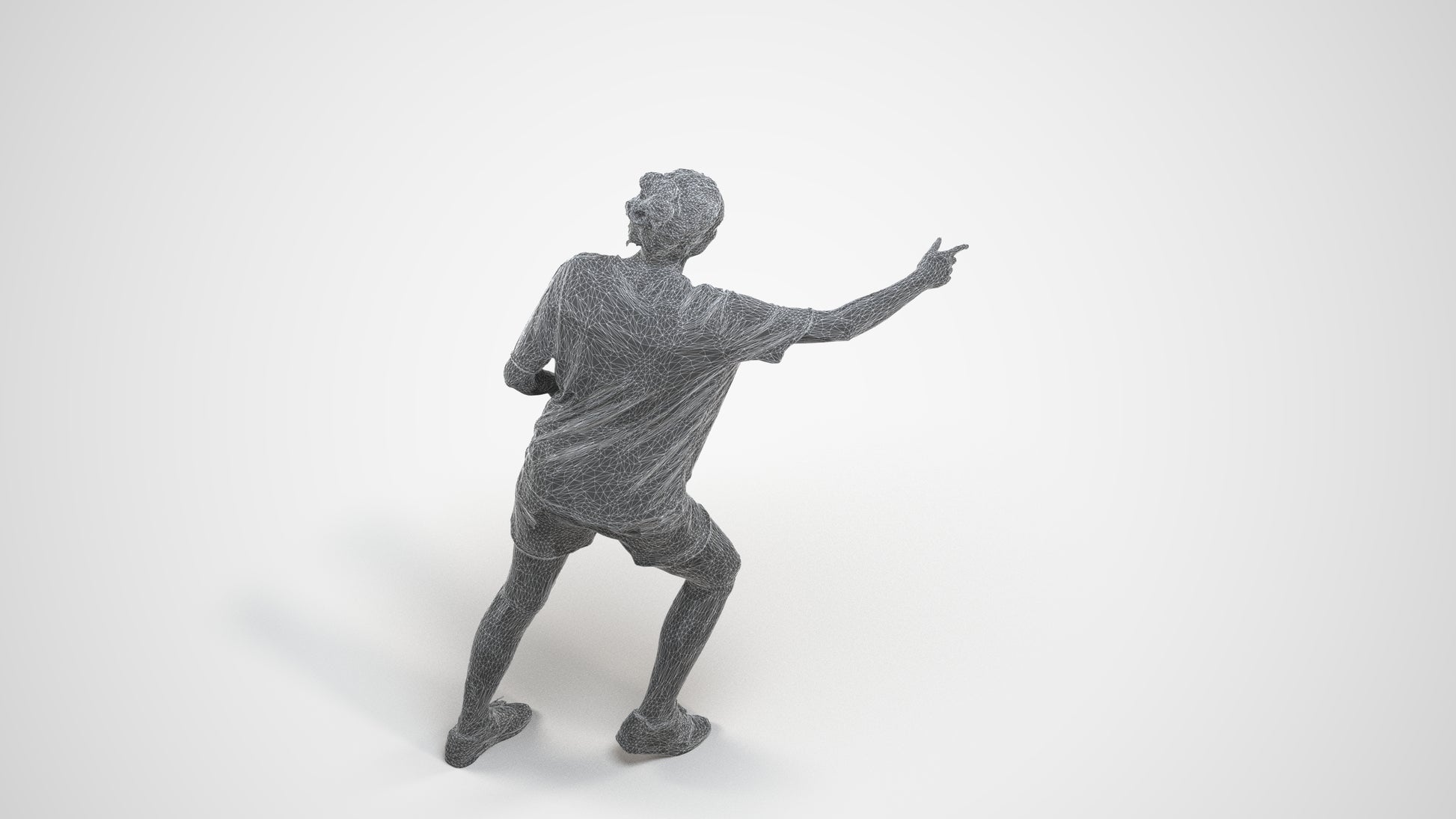 scanned 3D woman sport, photogrammetry people for Enscape and V-Ray, wireframe three-quarter view