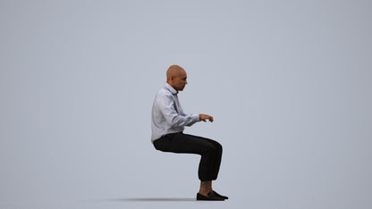 3D human model man business, photogrammetry scanned person for archviz, side view render