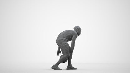 3D people model man sport, scanned human for 3ds Max rendering, wireframe side view