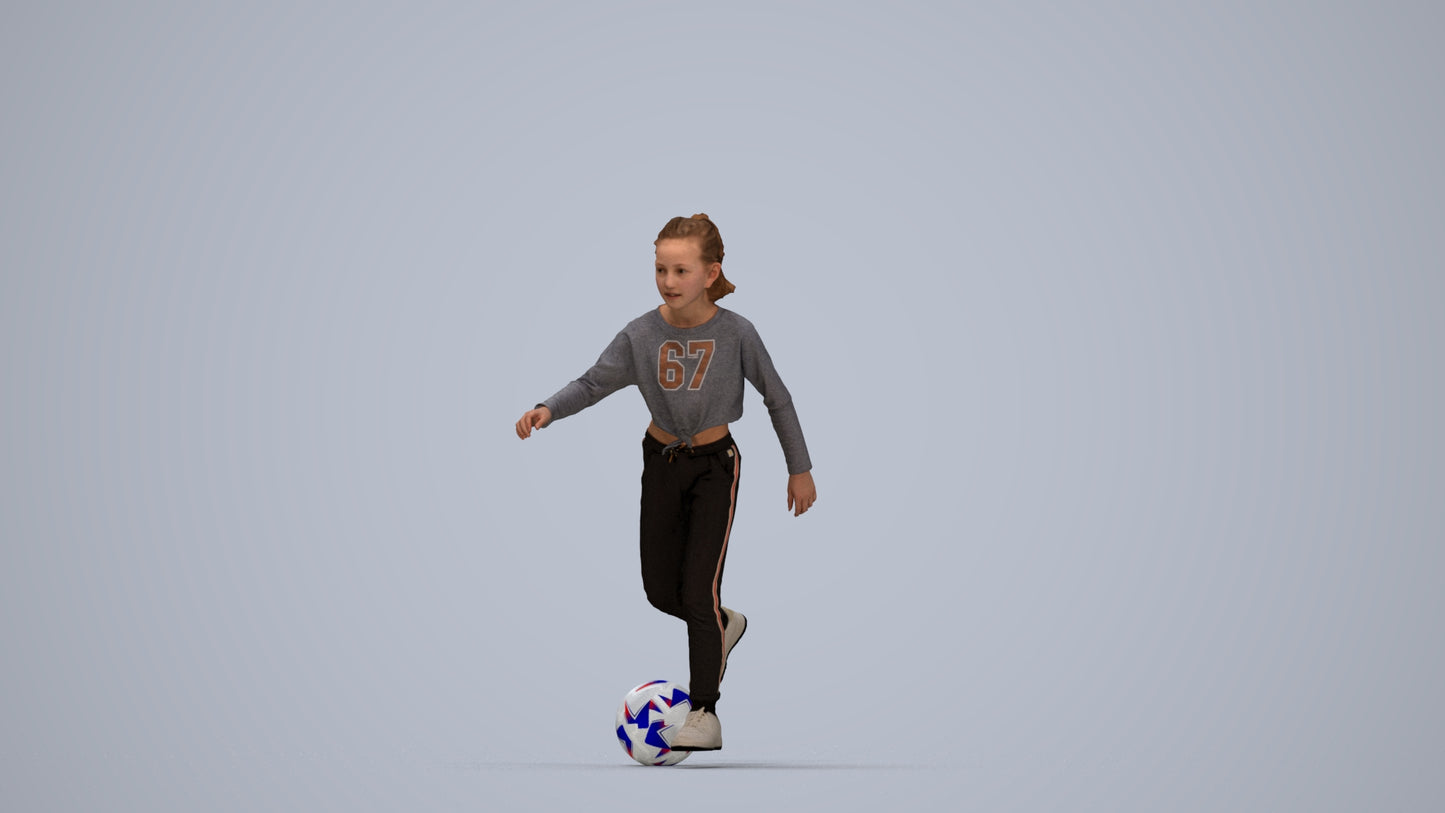 3D scanned girl kids sport, photorealistic archviz people for Enscape and SketchUp, top-down view render