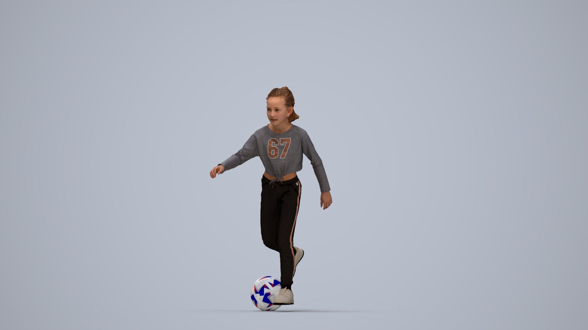 3D scanned girl kids sport, photorealistic archviz people for Enscape and SketchUp, top-down view render
