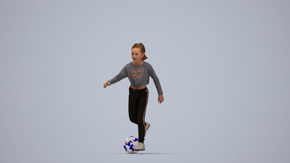 3D scanned girl kids sport, photorealistic archviz people for Enscape and SketchUp, top-down view render