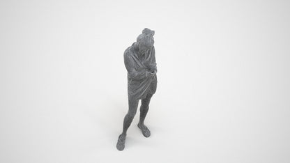 scanned 3D woman casual standing, photogrammetry people for Enscape and V-Ray, wireframe three-quarter view