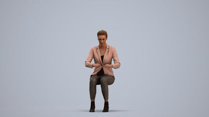 3D human model woman business, photogrammetry scanned person for archviz, standing pose render