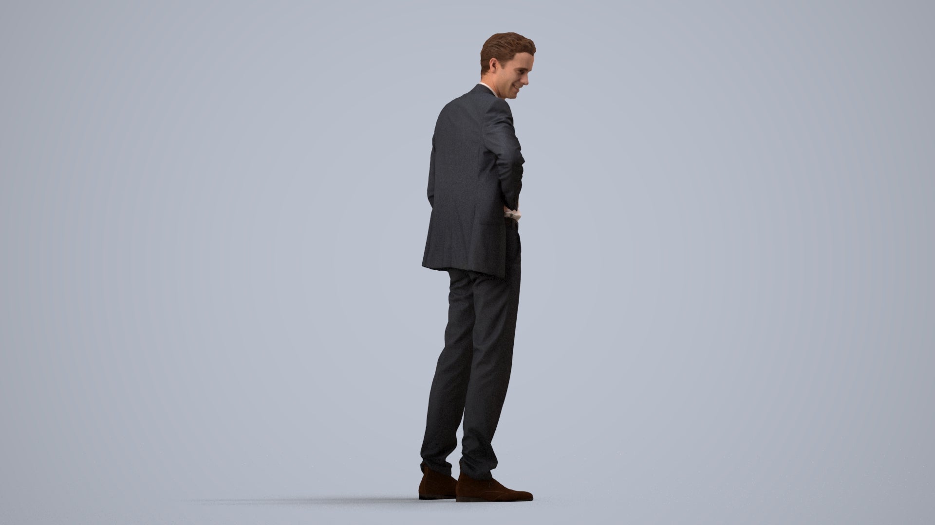 realistic 3D man business, scanned archviz people for Blender and 3ds Max, side view render