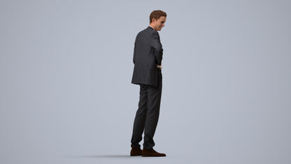 realistic 3D man business, scanned archviz people for Blender and 3ds Max, side view render