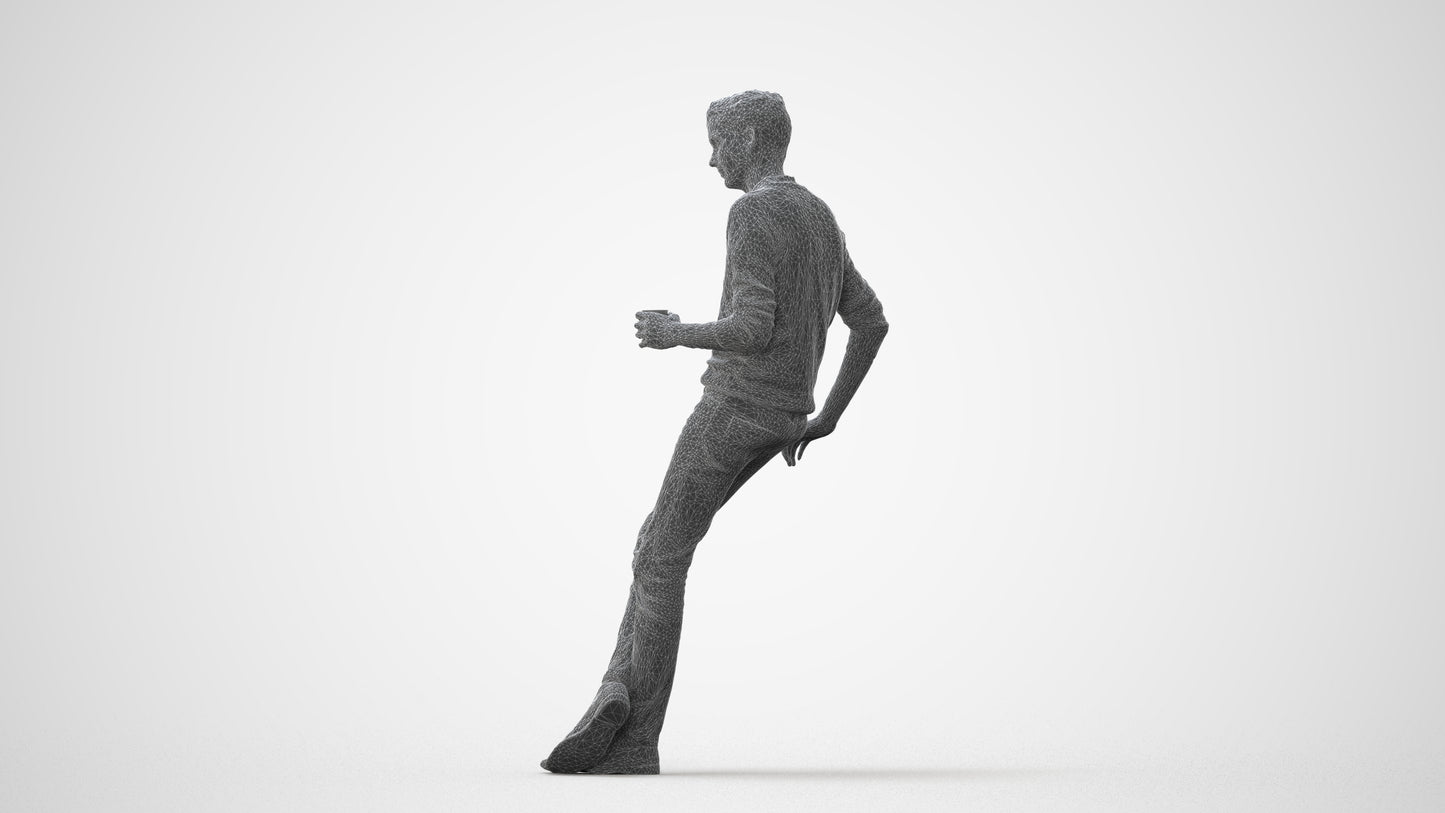 realistic 3D human man casual sitting, archviz people FBX OBJ for Blender, square thumbnail